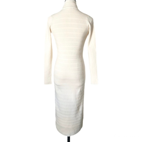 Jonathan Simkhai Ribbed Knit Cutout Choker Neck Wool Midi Dress Cream Size XS - Picture 4 of 6